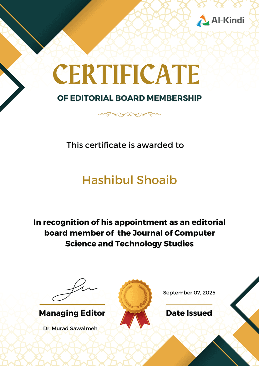 Certificate of Editorial Board Membership (Al-Kindi Publisher)