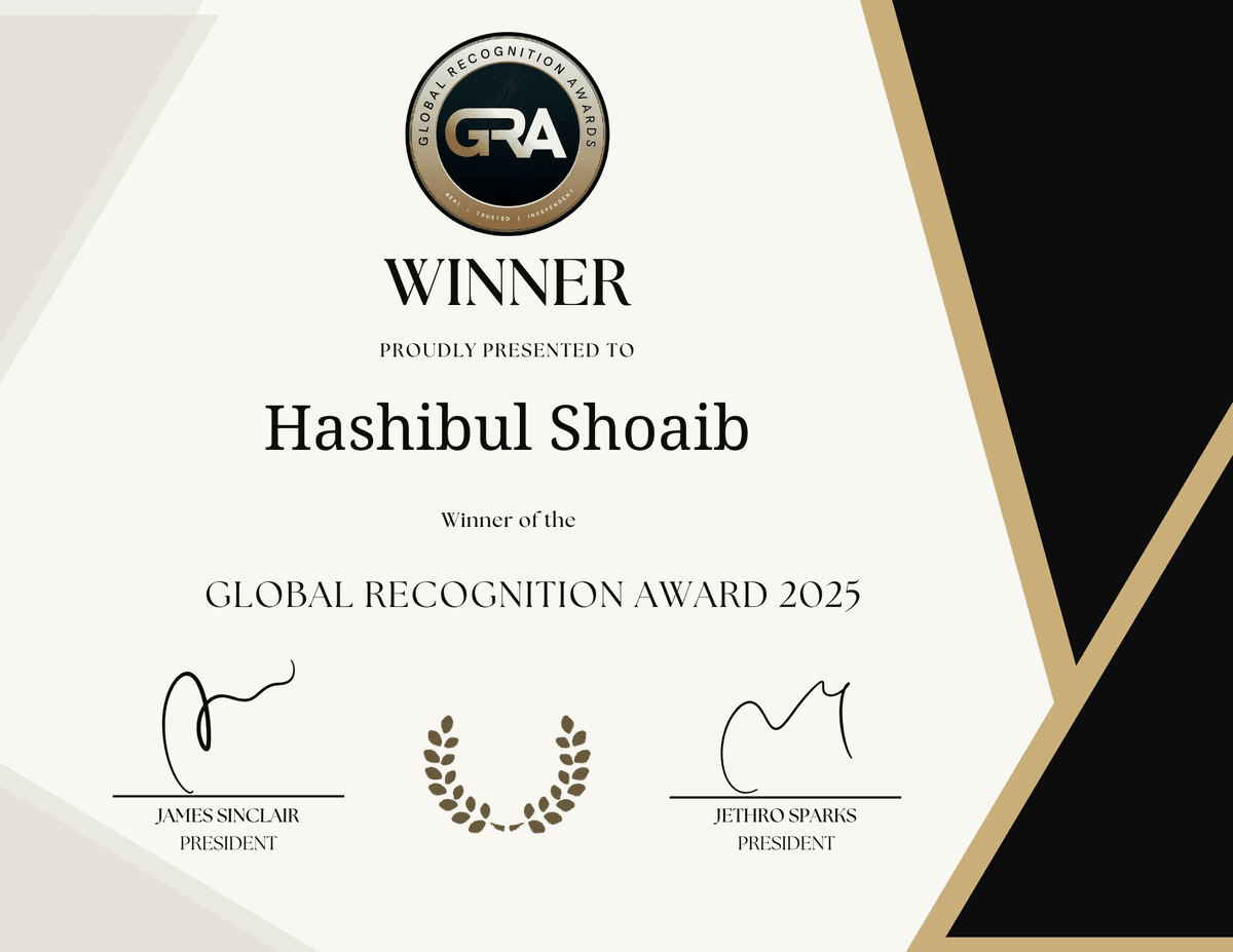 Hashibul Shoaib Celebrates 2025 Global Recognition Award